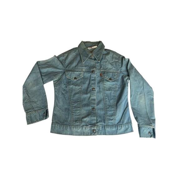 Vtg 70s Levi's Type 3 Orange Tab Light Denim Trucker Jacket Size 38 SMALL USA